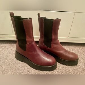M&S reddish brown leather boots, never worn, size 5.5 (UK)